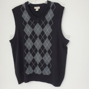 Dockers Black/Gray Argyle Vest, Size XL